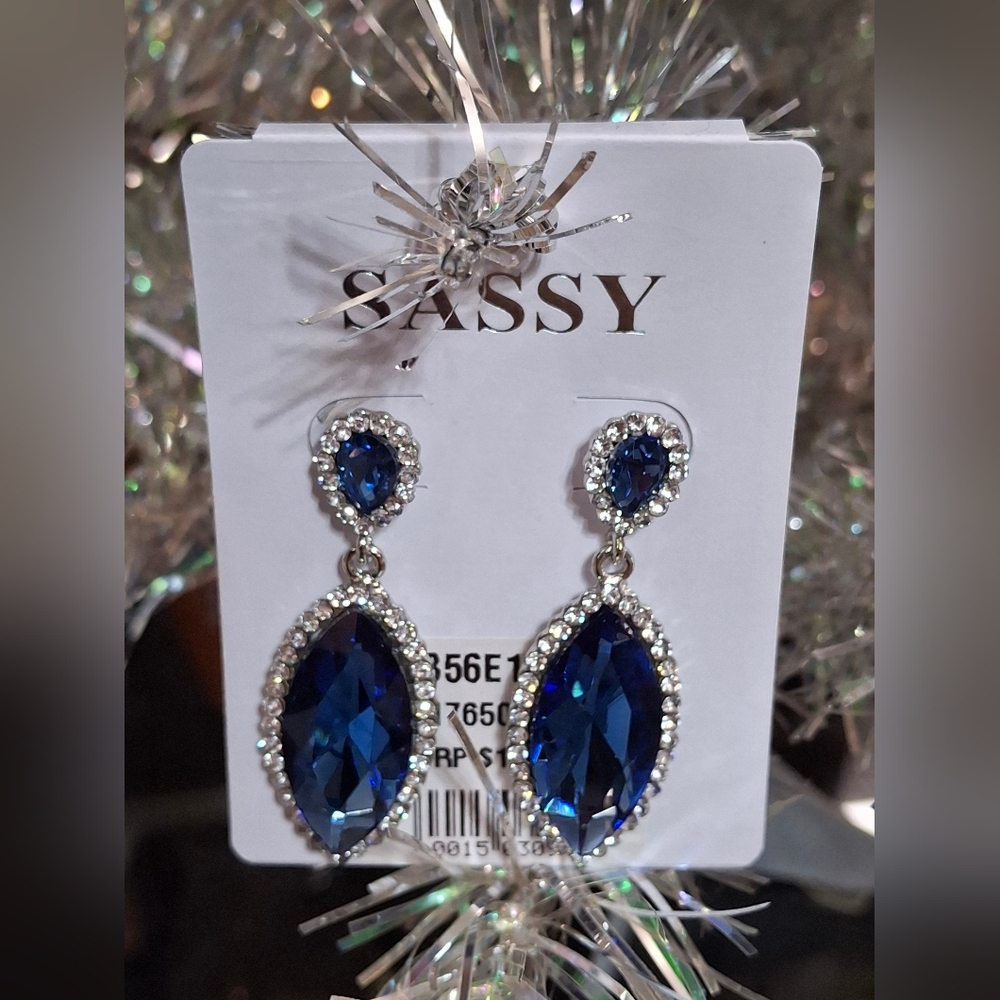 Blue and Silver Drop Earrings